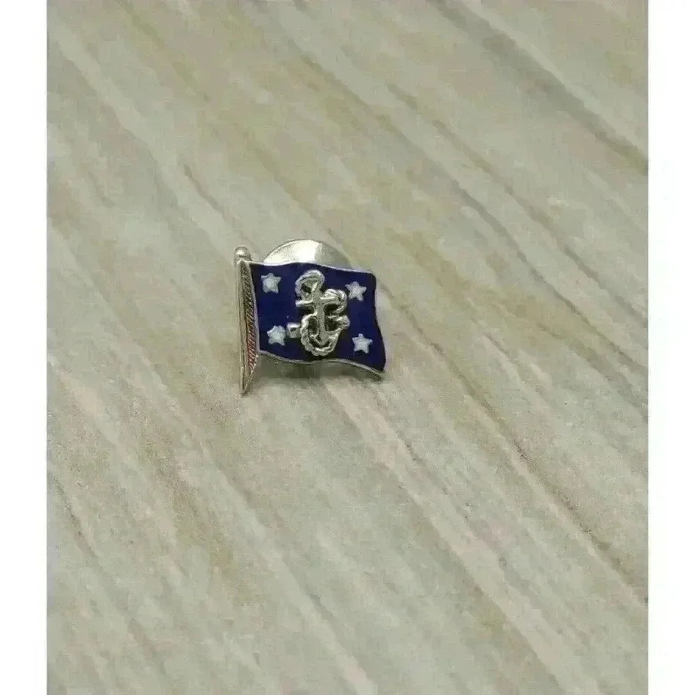 Tiffany & Co Vintage 14kt White Gold Navy Flag Lapel Pin - Picture 9 of 10